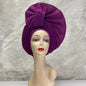 Turban de tête musulman pour femmes, Gele africain violet, casquettes déjà fabriquées, Auto Aso Oke, cravate de sauna Gele, chapeau rond pour dames, Z620-2 de fête