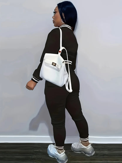 Veste de Baseball Pop de couleur Pure pour femmes, costume de sport à simple boutonnage, deux pi, printemps et automne, Europe et états-unis