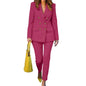 BS- Sublime femmes mode 2 pièces Blazer costumes cranté revers à manches longues Blazer pantalon ensembles élégant bureau dame solide 2 pièces tenues