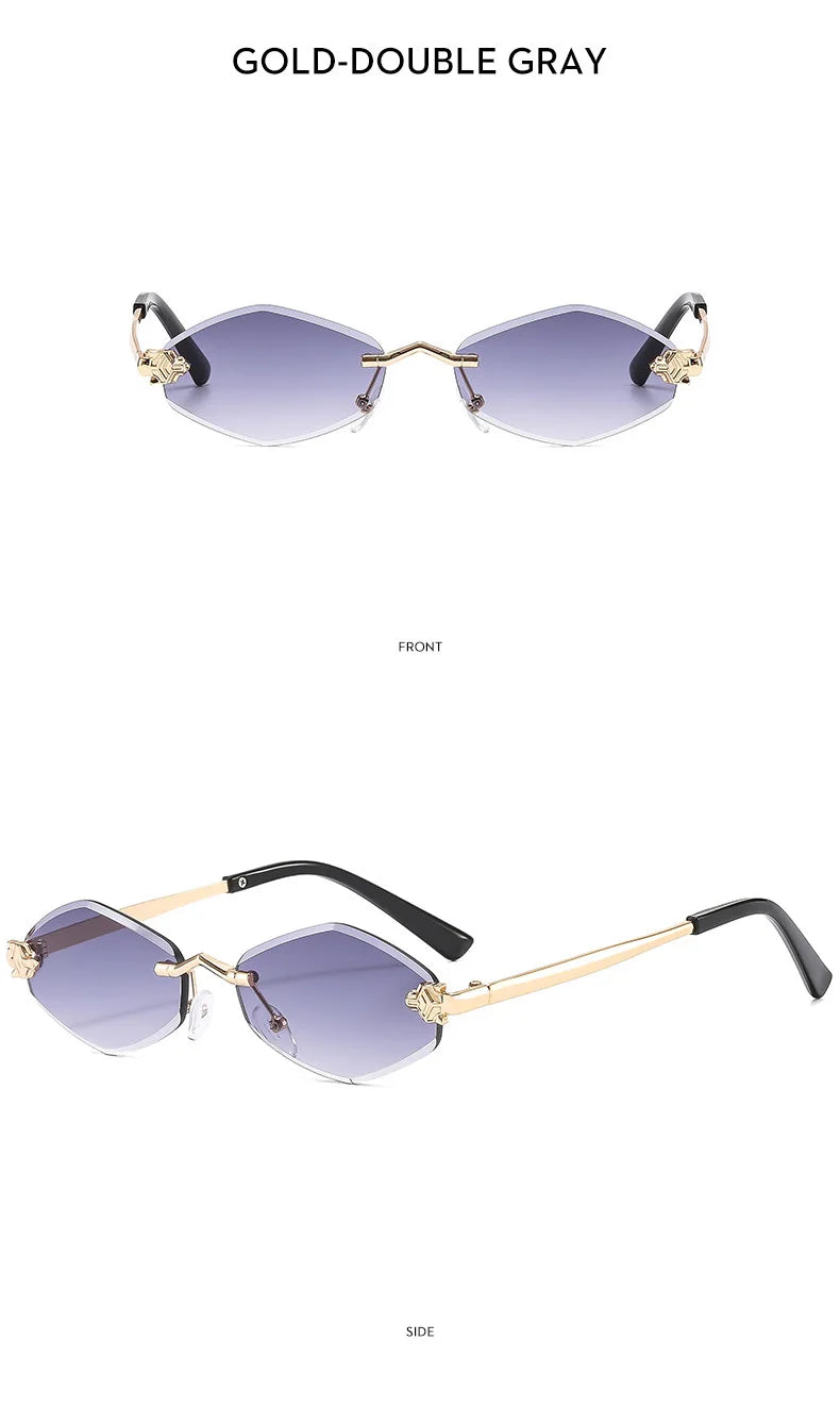 Lunettes de soleil personnalisées en losange sans cadre pour femmes, lunettes de soleil classiques élégantes et polyvalentes, lunettes de soleil de luxe et haut de gamme, UV400