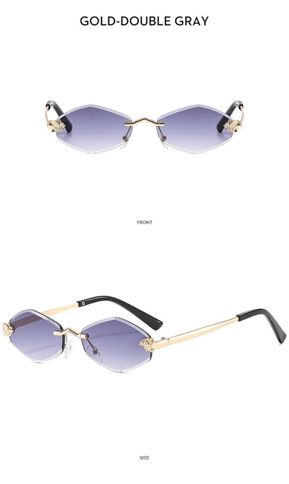 Lunettes de soleil personnalisées en losange sans cadre pour femmes, lunettes de soleil classiques élégantes et polyvalentes, lunettes de soleil de luxe et haut de gamme, UV400