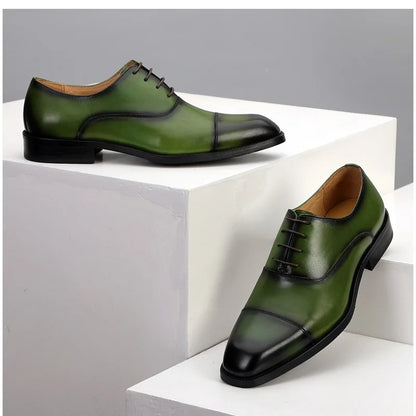 Chaussures en cuir formelles pour hommes, chaussures d'affaires britanniques décontractées Oxford confortables pour mariage en cuir véritable