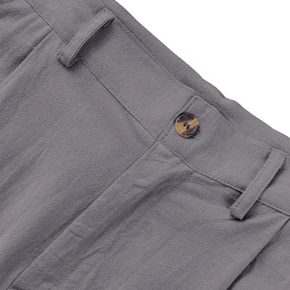 BERAKAH SUPRÊME – pantalon de costume décontracté en lin pour hommes, couleur unie, nouvelle mode, pantalon de plage à jambes larges, européen et américain