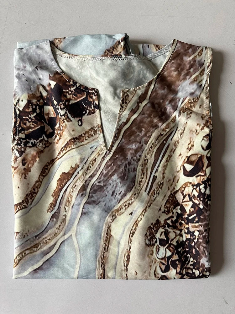 Robe longue imprimée sans manches, col en v, Sexy, transfrontalière, vêtements pour femmes en Europe et en amérique, nouvelle collection été 2024