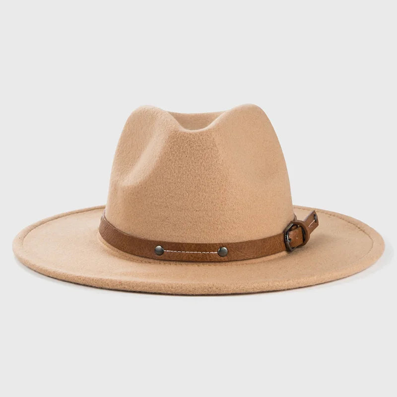 Chapeau Fedora en laine pour hommes et femmes, casquette de Jazz à large bord, Imitation laine, chapeau britannique en feutre d'église, automne hiver