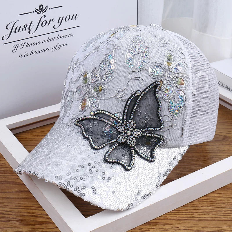 Casquette de Baseball papillon strass, casquette à rabat pour femme et homme, visière, chapeau de soleil, protection solaire, casquette de Sport, mode Unique, chapeau de plage, nouvelle collection