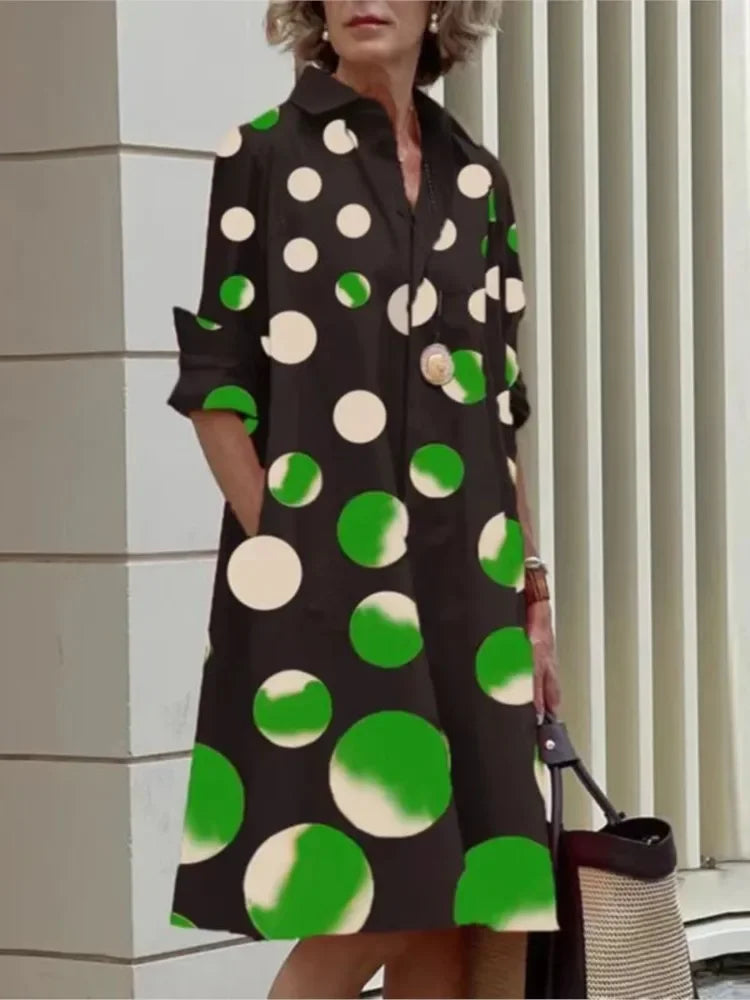 Robe chemise imprimée à la mode pour femmes, décontractée, manches longues, boutons, robes amples, style Boho, jupe de vacances, vêtements pour femmes, nouvelle collection été
