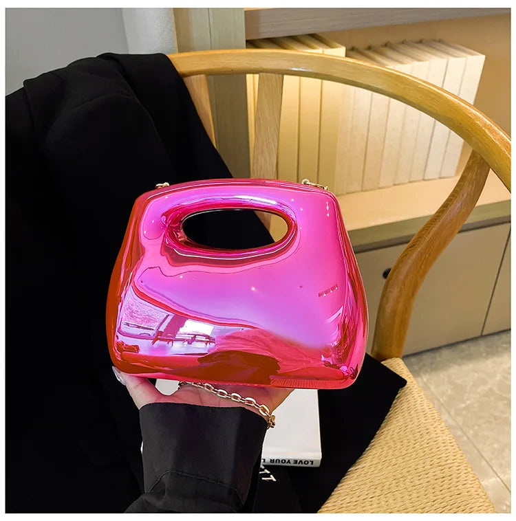 Sac à main hobo en acrylique doré pour femme, sac à main de plage transparent, sac à main de soirée, poignée supérieure ronde, fête de mariage, designer de luxe