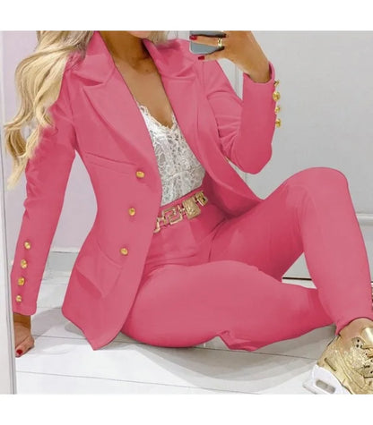 Ensemble deux pièces pour femmes, vêtements d'automne, manteaux et pantalons, mode polyvalente, décontracté, veste à manches longues et pantalon, 2023