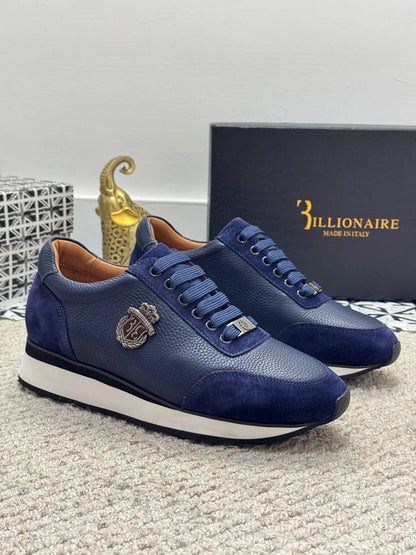 BILLIONAIRE BLSK CPRT chaussures peau de vache 2025 nouvelle broderie mode qualité confort mouvement hommes taille européenne 39-45 chaussures noires