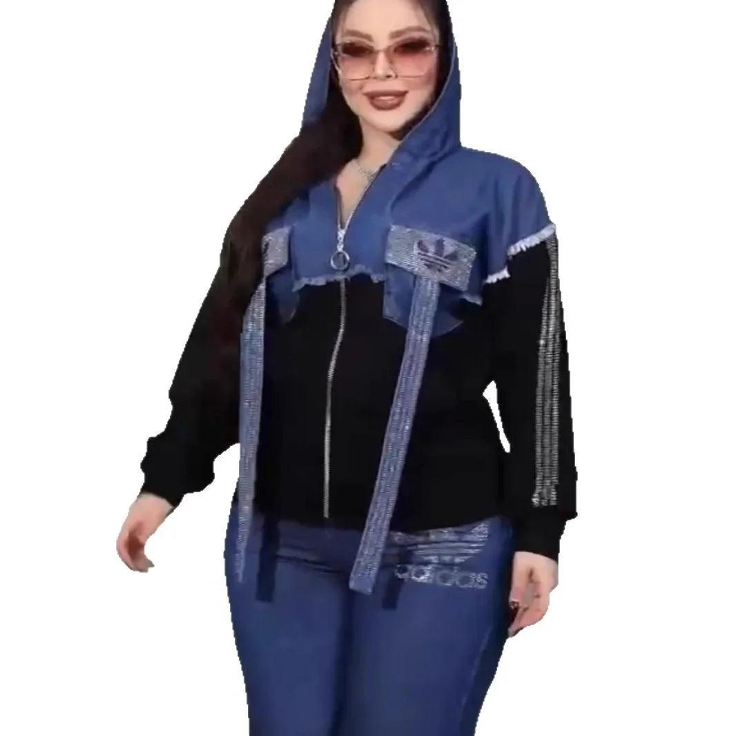 Ensemble veste et pantalon de costume en Denim pour femmes, Ensemble de vêtements en Denim confortables et décontractés de la chine continentale, article en Stock AE