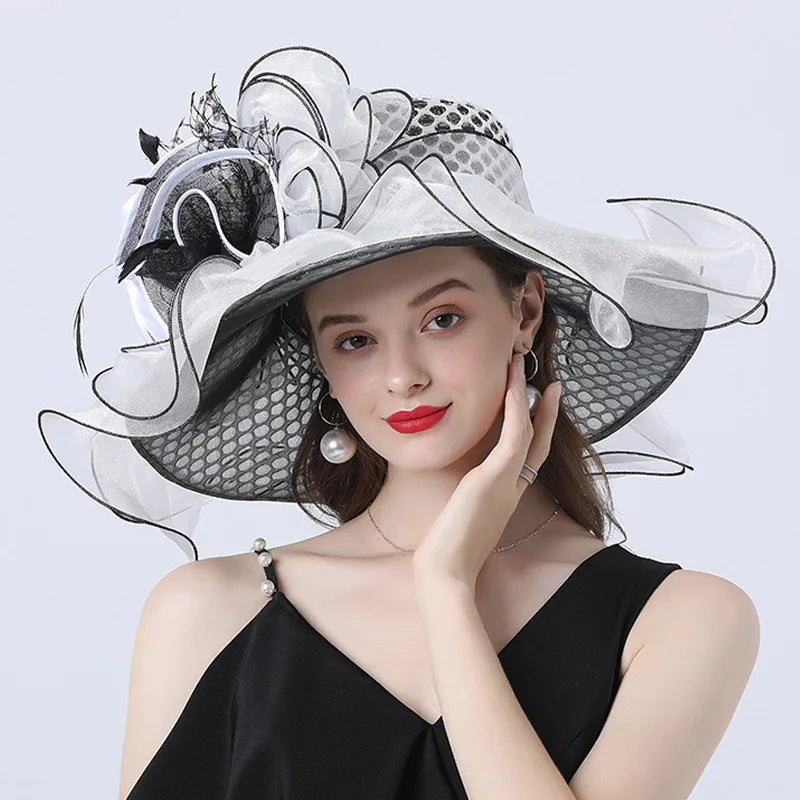 Chapeau pare-soleil décoratif avec fleurs en maille pour femmes, chapeau adulte, multicolore, en option, approvisionnement direct, Europe et États-Unis