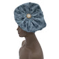 Turban Africain à Grande Fleur pour Femme, Foulard de Sauna Musulman à la Mode