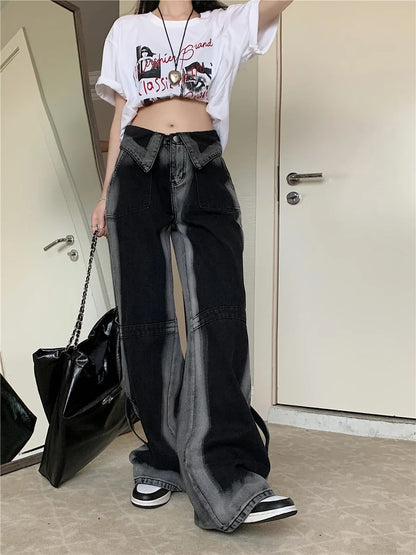 Femmes jean Baggy esthétique Vintage esthétique surdimensionné Cowboy pantalon Harajuku Streetwear Emo poubelle Denim haute rue pantalon