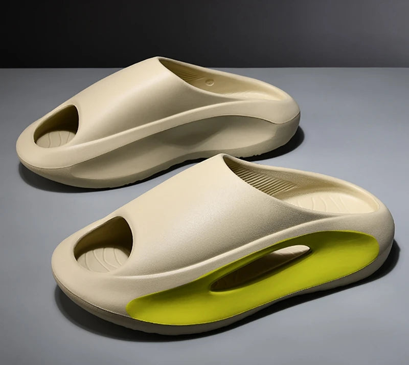 Pantoufles d'été à semelle épaisse pour hommes et femmes, sandales d'intérieur à fond souple EVA, chaussures de plage légères, tongs