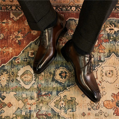 Chaussures Oxfords rétro en cuir véritable pour hommes, chaussures de luxe faites à la main, style britannique, mode confortable, noir, fête de mariage, qualité