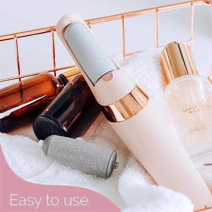 Ensemble de broyeur électrique pour les pieds, dissolvant de callosités sèches et de peaux mortes, outil de pédicure pour pieds à rouleaux rechargeables avec 2 têtes de rouleau amovibles