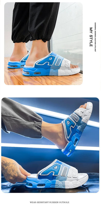CasualPlus Size chaussons pour hommes pantoufles de sport d'été coussin d'air pour hommes chaussures de plage à fond épais matériau EVA