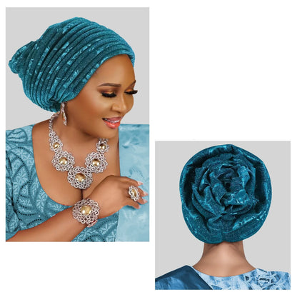 Turban Plissé pour Femme, Cravate de Sauna, ixde Mariage Africain, Nigeria, 2025
