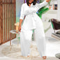 Ensemble deux pièces pour femmes africaines, mode d'été ample et plissé, chemise élégante à lacets OL, jambes larges, pantalon plissé