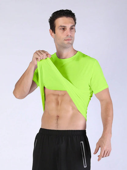 T-shirt de sport à séchage rapide ultraléger pour homme, haut léger, respirant, solide, document, entraînement de fitness, entraînement, course à pied, salle de sport