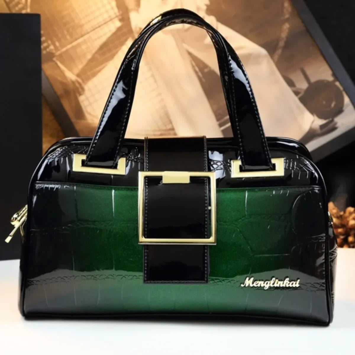 Sac à main multicouche en cuir souple pour femme, motif crocodile, coussin Boston, mères d'âge moyen, initié unique, nouveau, 2024