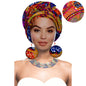 Turbans - bandeaux africains pour femme foulard africain couvre-chef nigérian avec boucle d'oreille assortie Dashiki Ankara cire S20H004
