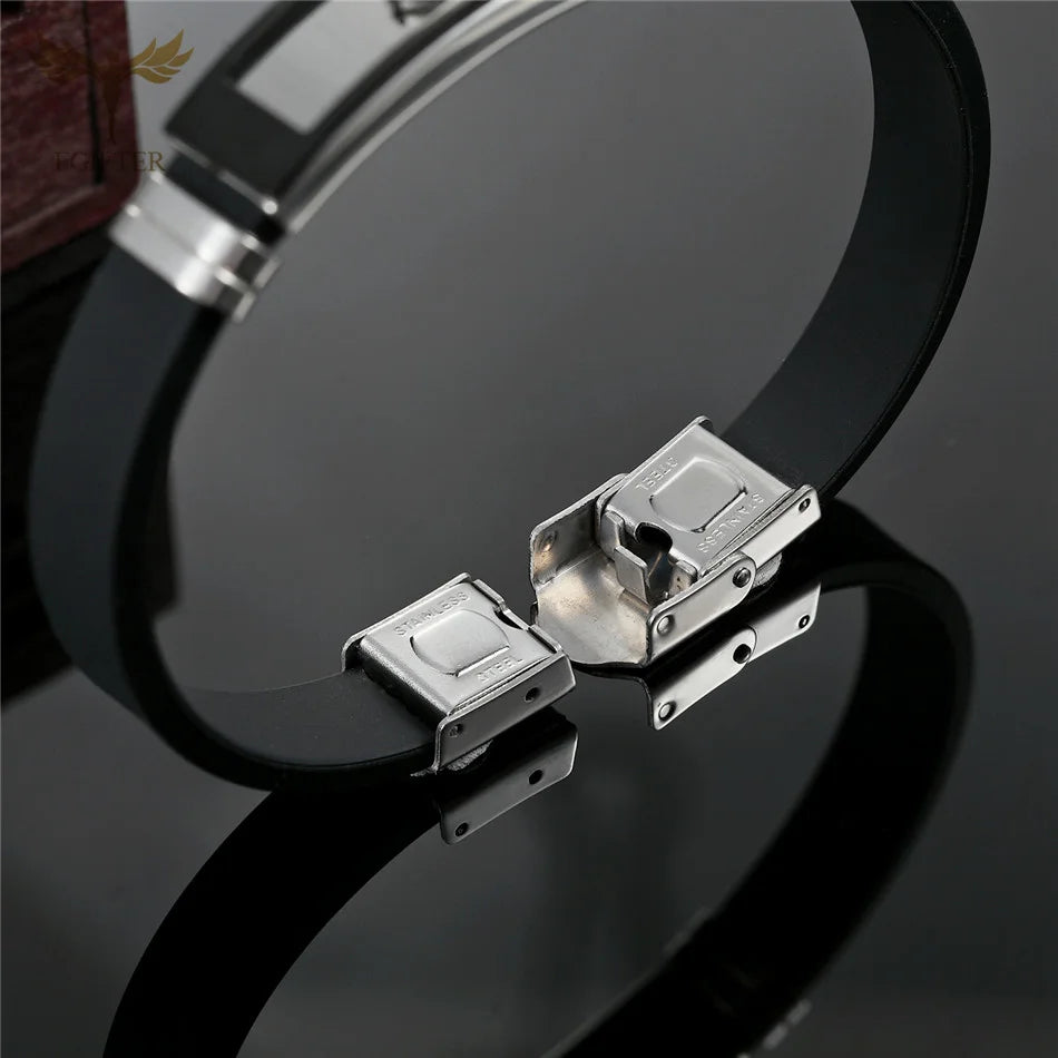 Bracelet symbole de poisson de jésus chrétien avec chaîne, manchette en acier inoxydable, en Silicone noir, bijoux d'été pour femmes et hommes