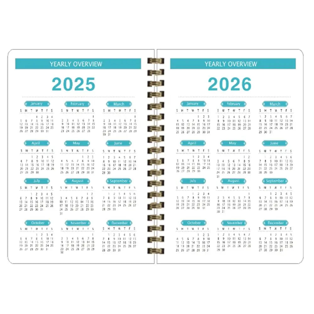 Anglais A5 Agenda livre à faire liste prendre des Notes 2025 calendrier planificateur bloc-Notes 12 mois Agenda hebdomadaire académique 365 jours bloc-Notes