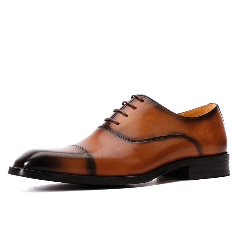 Chaussures en cuir formelles pour hommes, chaussures d'affaires britanniques décontractées Oxford confortables pour mariage en cuir véritable