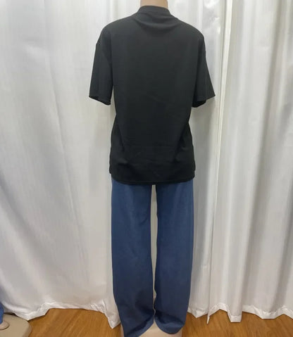 Ensemble dashiki en denim pour femmes, vêtements africains, nouvelle mode, haut à manches courtes et jeans moulants, tenue de soirée assortie pour dames, été, 2 pièces