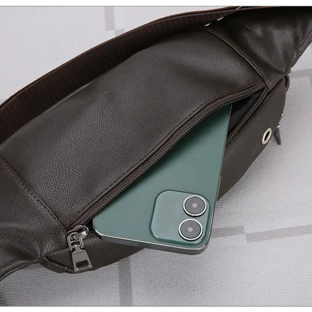 Sac de taille multifonctionnel en cuir pour homme, sacs à bandoulière de luxe, sac de voyage, sac de sport étanche, portefeuilles d'argent, extérieur, affaires