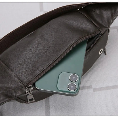 Sac de taille multifonctionnel en cuir pour homme, sacs à bandoulière de luxe, sac de voyage, sac de sport étanche, portefeuilles d'argent, extérieur, affaires