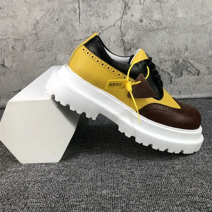 Chaussures Brogue Multi-documents en Cuir group pour Homme, Souliers à Grande Tête, Style Britannique, Décontracté, Rehausseur, Alicante zones me