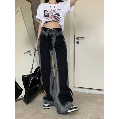 Femmes jean Baggy esthétique Vintage esthétique surdimensionné Cowboy pantalon Harajuku Streetwear Emo poubelle Denim haute rue pantalon