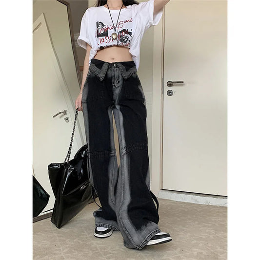 Femmes jean Baggy esthétique Vintage esthétique surdimensionné Cowboy pantalon Harajuku Streetwear Emo poubelle Denim haute rue pantalon