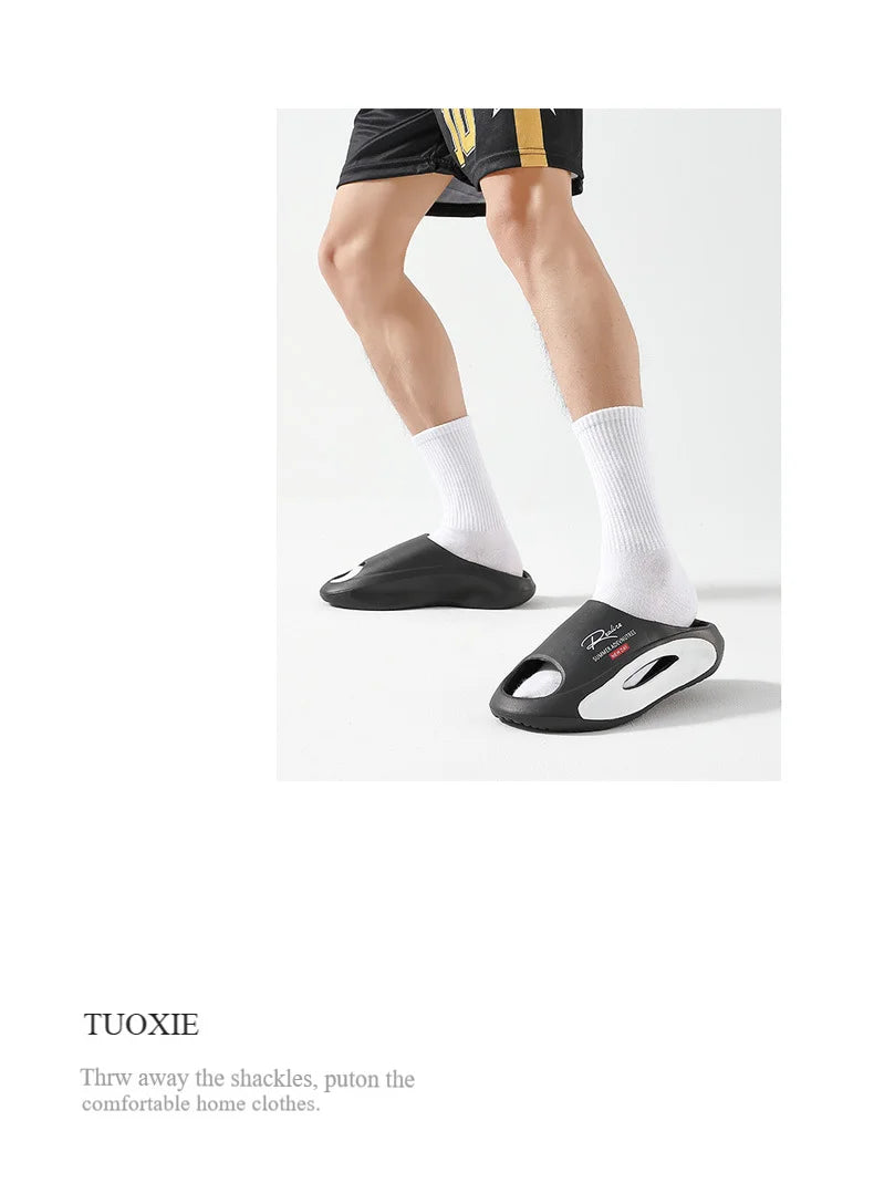 Pantoufles d'été pour hommes, semelle épaisse, douces, confortables, antidérapantes, respirantes, sandales de plage pour adolescents, garçons, chaussures de sport en plein air décontractées