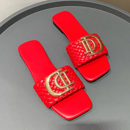 Pantoufles plates de créateur pour femmes, sandales de créateur de luxe, pantoufles décontractées avec fond, sandales d'été pour femmes, nouvelles chaussures pour femmes