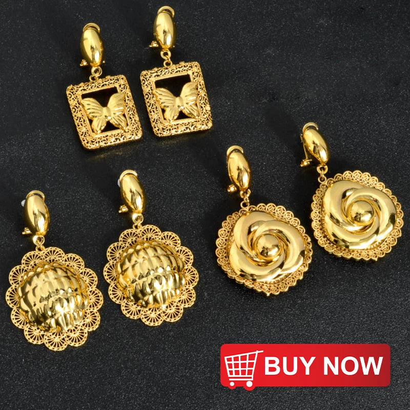 ZEADear – boucles d'oreilles ajourées couleur or 18 carats, en émail noir, gouttes d'huile, boucles d'oreilles, cadeaux de mariage du Nigeria et de l'afrique