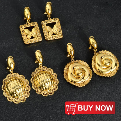 ZEADear – boucles d'oreilles ajourées couleur or 18 carats, en émail noir, gouttes d'huile, boucles d'oreilles, cadeaux de mariage du Nigeria et de l'afrique