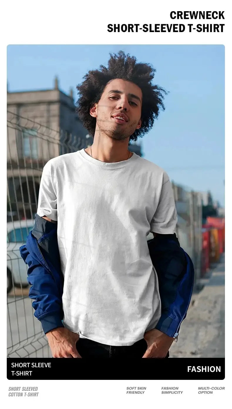 T-shirt manches courtes homme, uni et décontracté, 100% coton, 12 pièces, été