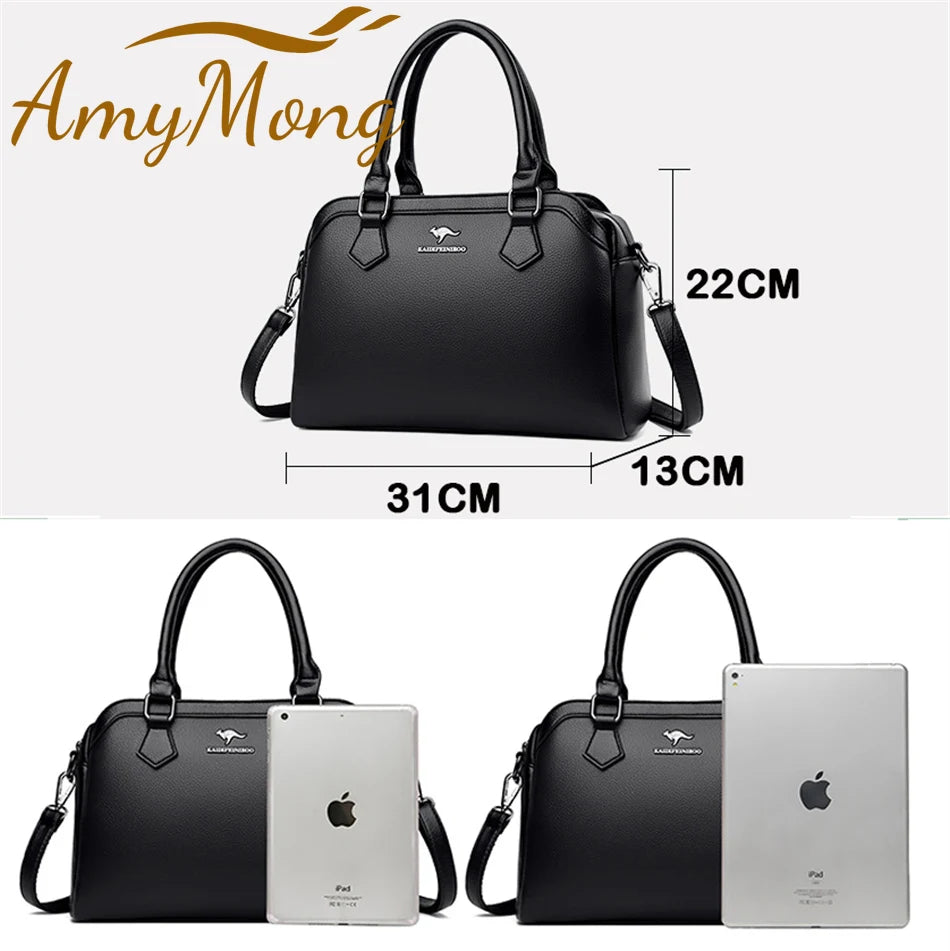 Sac à main multi-poches en cuir de vache véritable, Sac à bandoulière de luxe de styliste, fourre-tout élégant pour femmes