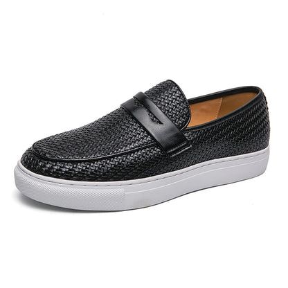 Mode sans lacet mocassins hommes chaussures conseil doux chaussures en cuir décontracté hommes baskets fête tissage modèle chaussures pour homme plat gratuit