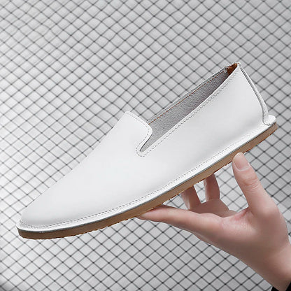 Chaussures à enfiler en cuir faites à la main, mocassins décontractés et souples pour hommes, mocassins simples et confortables, chaussures de bateau respirantes, chaussures plates d'affaires à la mode