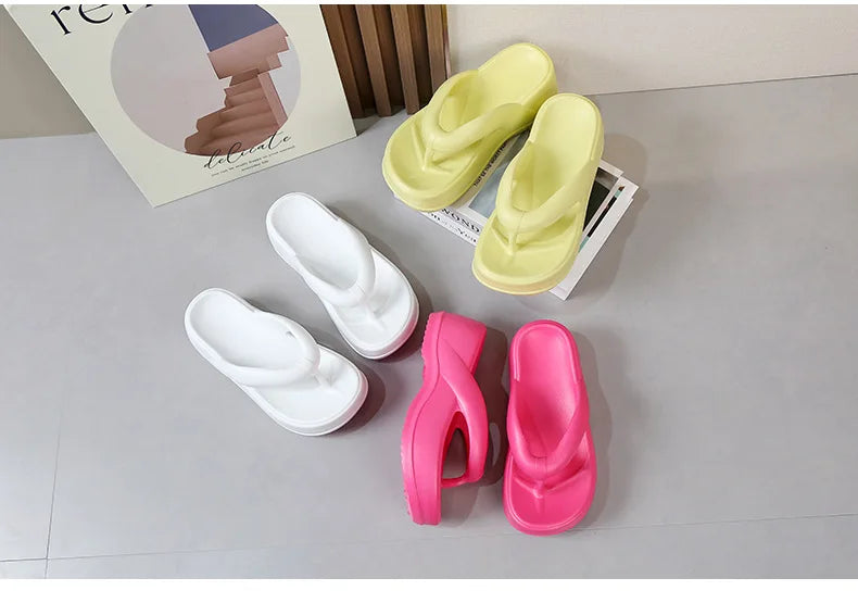 Eyriphy – tongs à plateforme pour femmes, sandales d'été à fond épais, pantoufles de plage en plein air, salle de bain, chaussures de maison, confortables, semelle souple