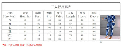 Ensemble deux pièces imprimé pour femmes, t-shirt à manches longues, col rond, chemise épissure, taille haute, costumes pour dame de bureau, automne