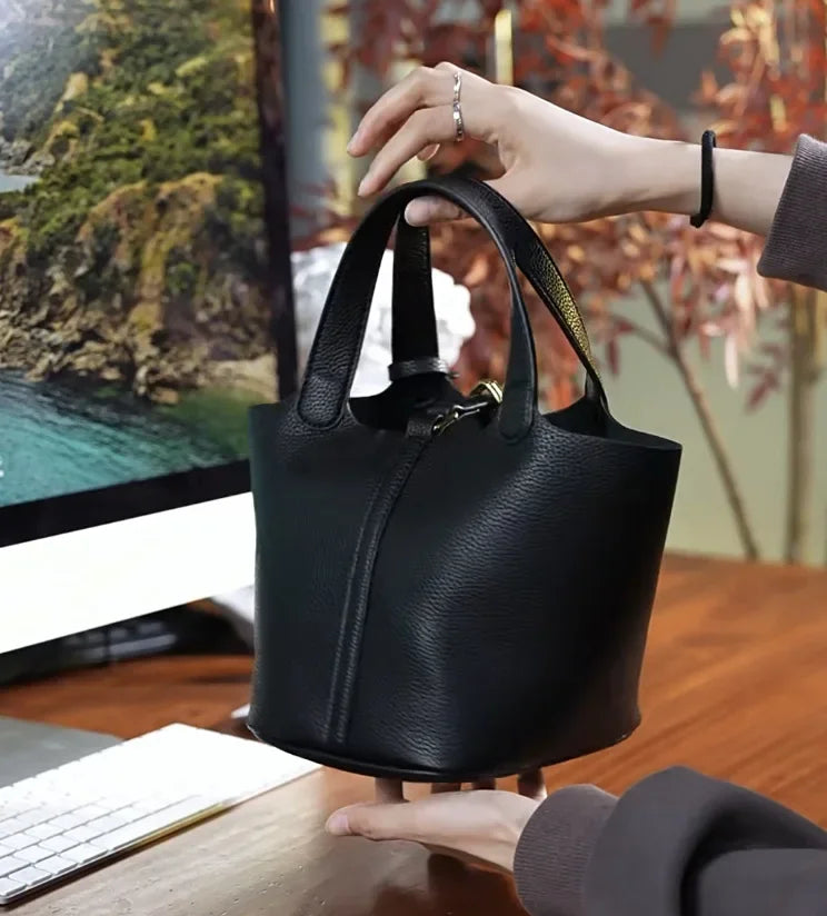 Nouveau 2025 sac seau en cuir pour femmes panier de légumes sac à main maman sac de mariage sac à bandoulière en polyuréthane souple avec poche Mobile