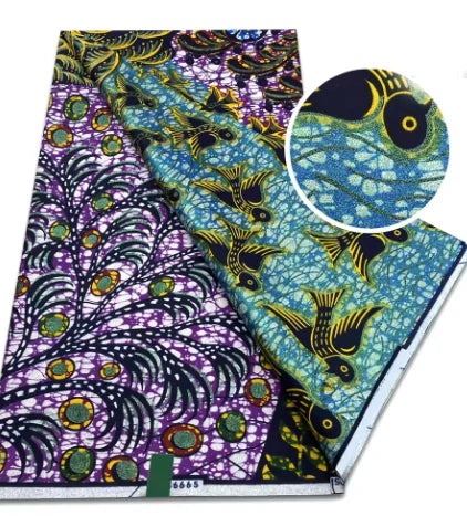 Tissu africain en cire de coton, très bonne qualité, nouvelle grande cire Ankara brillante Pagne, couleur grise, brillant doré, trucs Batik, 6 mètres