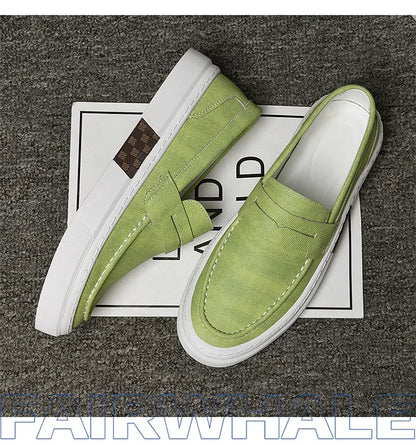 Mocassins d'été pour hommes, chaussures décontractées vertes faites à la main, chaussures de marche pour hommes, chaussures de conduite polyvalentes à semelle épaisse