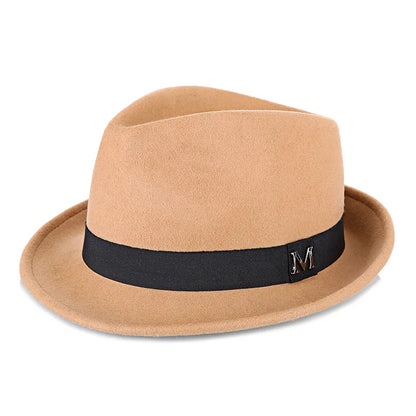 Hommes hiver épais chaud feutre Fedora chapeaux laine Gentleman Jazz casquette homburg mâle classique à bord étroit chapeau haut-de-forme